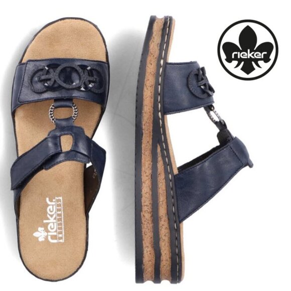 Rieker Mule Sandals BLUE Open toe - Picture 1 of 16